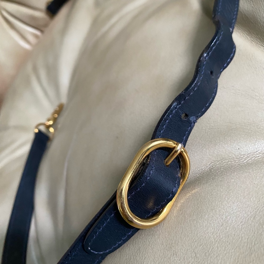 Vintage GUCCI Replacement Bag Strap Dark Blue Authentic Sherry Leather - Picture 4 of 7
